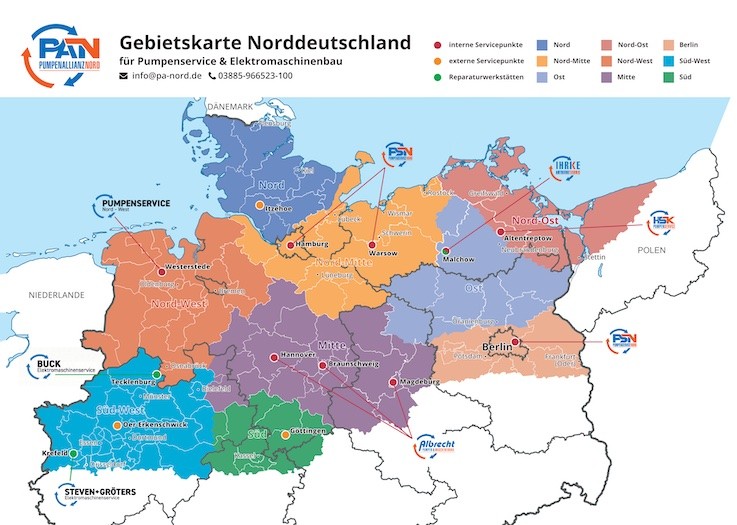 Gebietskarte der Pumpenallianz Nord GmbH